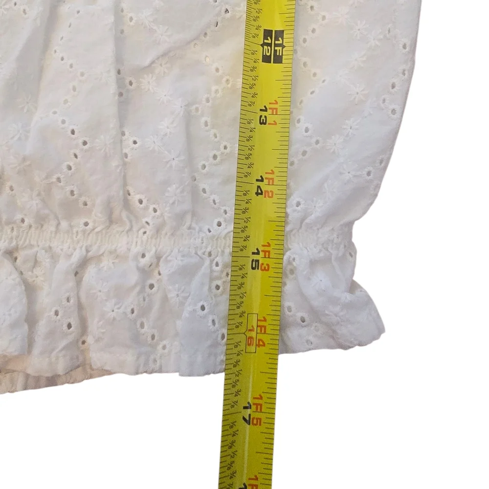 3/$15 Divided White Peasant Eyelet Crop Top Size 2